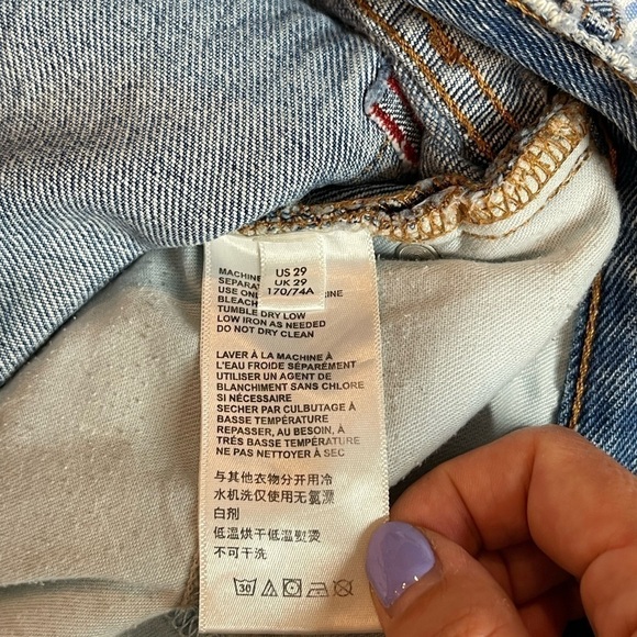 BDG Blue Denim shorts Multicolored embroidery frayed hem button fly size 29 - Picture 14 of 14